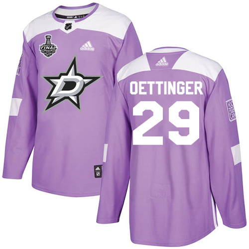 Adidas Men Dallas Stars 29 Jake Oettinger Purple Authentic Fights Cancer 2020 Stanley Cup Final Stitched NHL Jersey
